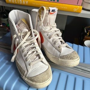 Nike white and orange mid ‘77 blazers